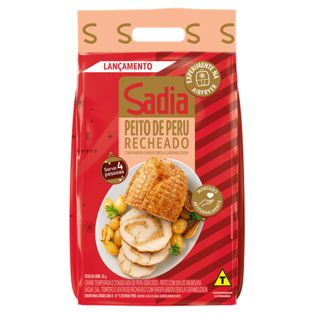 Peito de Peru Congelado Temperado Recheado Sem Osso Sadia Kg