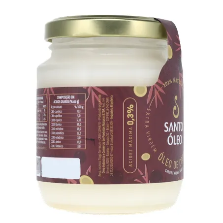 Óleo de Coco Santo Óleo Extra Virgem  Pote de Vidro 200ml 360-30