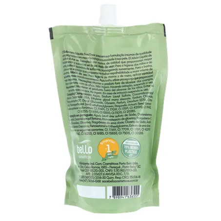 Sabonete líquido bello erva doce sachê com tampa 450ml 360-19