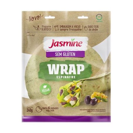 TORTILHA WRAP JASMINE SEM GLÚTEN ESPINAFRE 240G