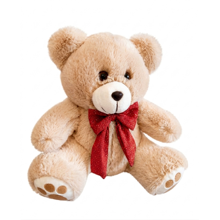 Fribal Urso de Pelúcia Com Laço Vermelho 30cm