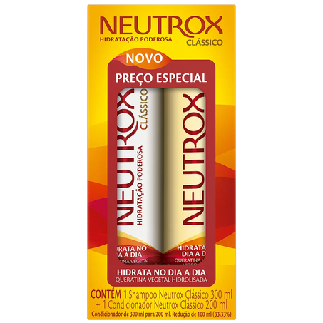 Kit neutrox shampoo 300ml+condicionador 200ml hidra brilho