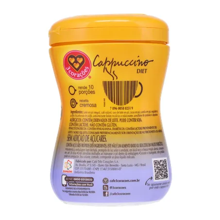 Cappuccino 3 Corações Diet Pt 150g 360-24