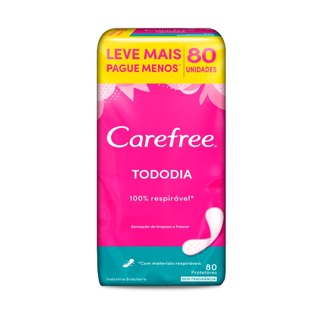 Absorvente todo Dia sem Perfume Carefree Pague 60 Leve 80 Unidades