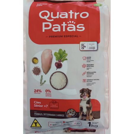 Racao quatro patas cao senior fr/bet/arroz 1kg