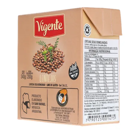 LENTILHA EM CONSERVA IMPORTADO DA ARGENTINA VIGENTE TP 200G 360-23