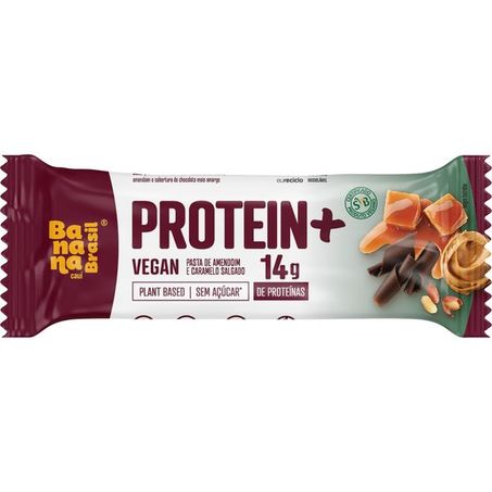 Barra proteica banana brasil protein+ vegan pasta de amendoim e caramelo sal 50g
