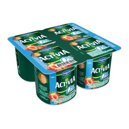Iogurte Danone Activia Morango Zero Bandeja 400G