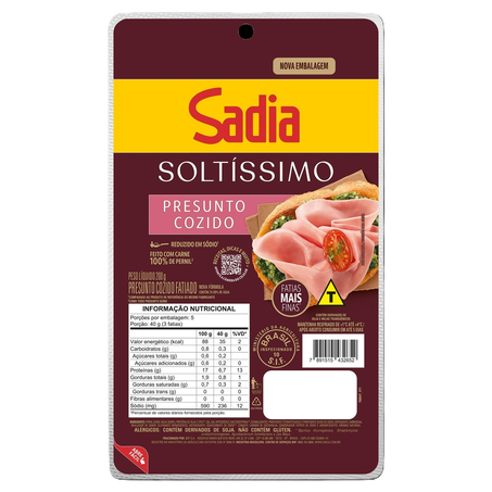 Presunto Cozido Fatiado Sadia Soltíssimo 200G