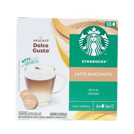 Café com Leite em Cápsula Starbucks Latte Macchiato Nescafé Dolce Gusto Caixa 107,5g 10 Unidades 360-0