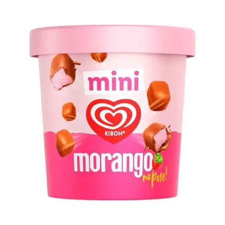 Sorvete kibon 184gr bombom mini morango
