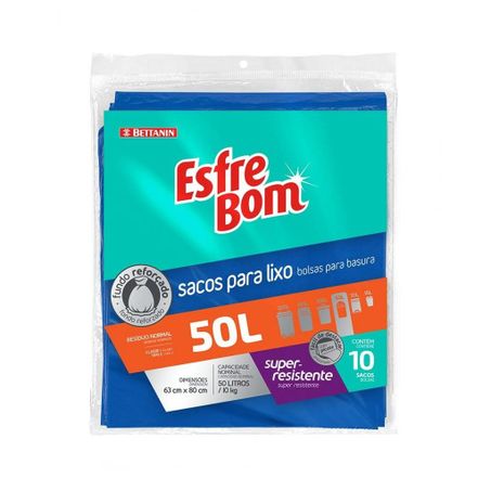 SACO P/ LIXO ESFREBOM REFORCADO 50L 10UN (057782)