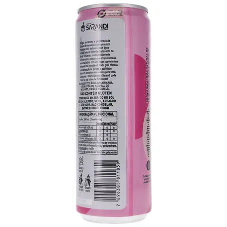 ÁGUA SABORIZADA COM GÁS SARANDI MORANGO, LIMÃO E HORTELÃ LATA 350ML 360-19