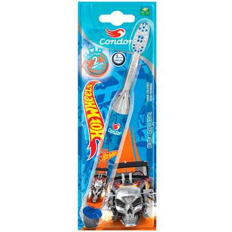 Escova dental infantil condor macia hotwheels com luz de led