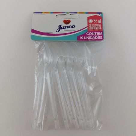 Colher Plástica Descartável Junco Refeição Cristal Embalagem 10UN
