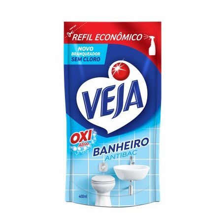 Limpador veja banheiro oxi ativo s/cloro refil sachê 400ml