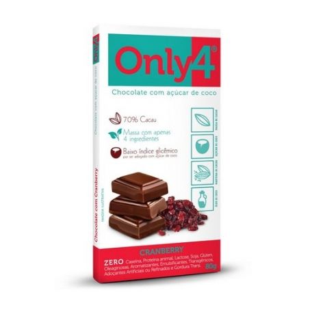 CHOC C/ ACUCAR DE COCO ONLY4  CRANBERRY 80GR