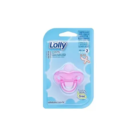CHUPETA LOLLY ORTODÔNTICA 100% SILICONE T2 + 6 MESES C/2 ROSA