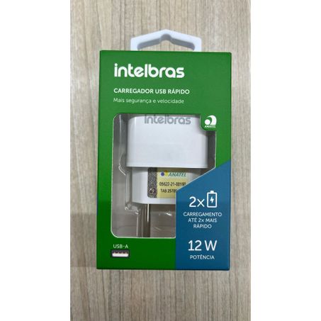 INTELBRAS CARREGADOR USB RAPIDO BCO EC 1F 12W     