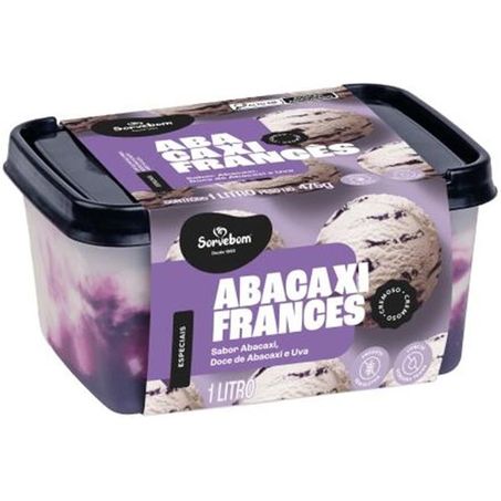 SORVETE SORVEBOM ABACAXI FRANCÊS PT 1L