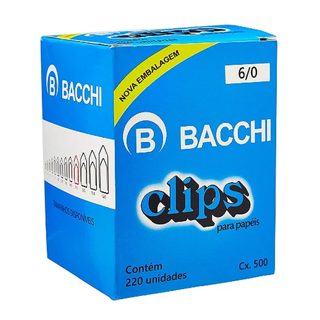 CLIPS N.6/0 GALVANIZADO BACCHI CAIXA C/220UN