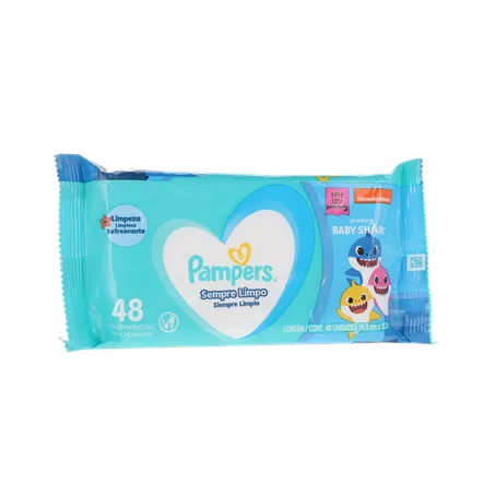 Lenços Umedecidos Pampers Sempre Limpo Baby Shark Pacote 48un 360-35