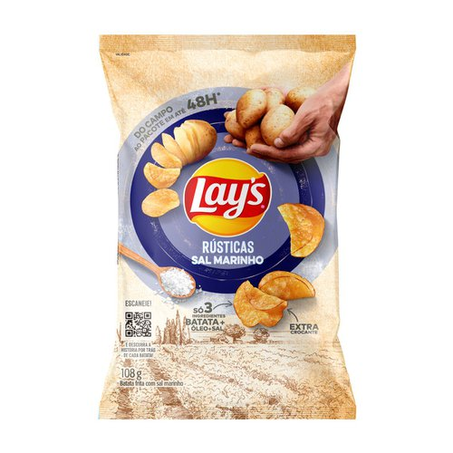Batata Frita Lays Rústica Sal Marinho 108g 360-3