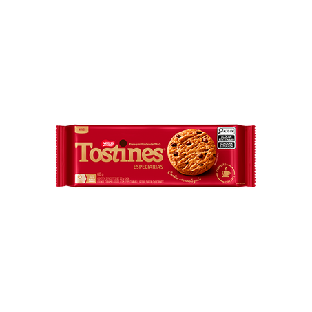 BISCOITO COOKIE NESTLE 60G TOSTINES GOTAS DE CHOCOLATE CARAMELIZADO COM ESPECIARIAS