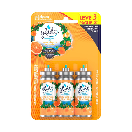Desodorizador de Ambiente Brisa Cítrica de Verão Toque de Frescor Refil Glade Leve 3 Pague 2