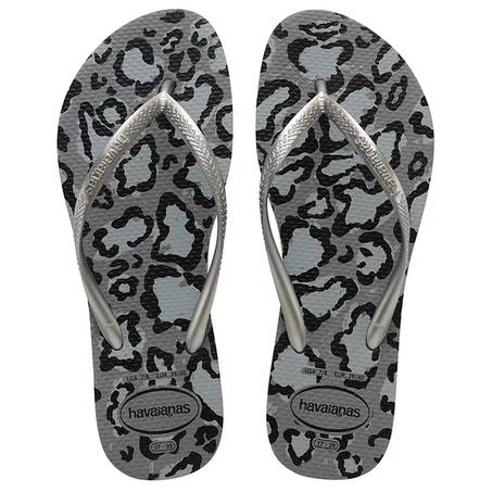HAVAIANAS SLIM ANIMALS CINZA AÇO/PRATA B TAM33/34