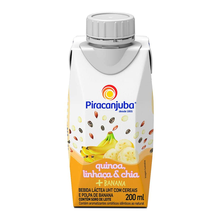 BEBIDA LÁCTEA UHT BANANA COM QUINOA, LINHAÇA E CHIA PIRACANJUBA