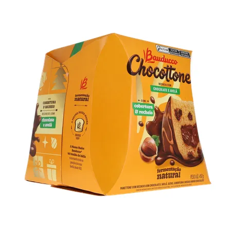 Panettone Bauducco Chocolate e Avelã Caixa 450gr 360-14