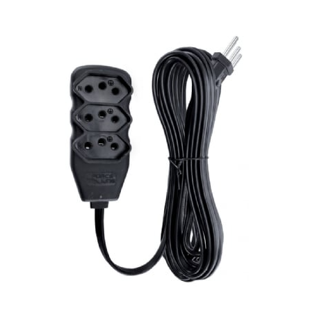 EXTENSÃO 3 TOMADAS SLIM C/5M PRETA 10A FORCE LINE