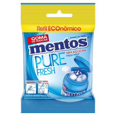 Chiclete Mentos 56g - Pure Fresh - Bag