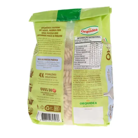 Macarrão de Sêmola Orquídea Parafuso Furadinho com Ovos Pacote 400gr 360-19