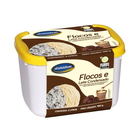 Sorvete skinabon flocos/leite cond 2l