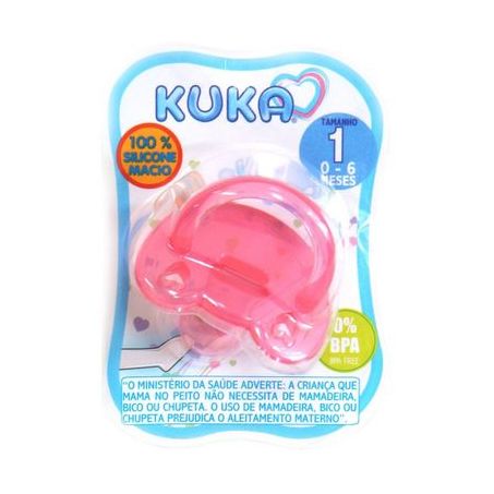 Chupeta Kuka Silicone Soft Ortodôntico N1 Rosa Embalagem 1UN