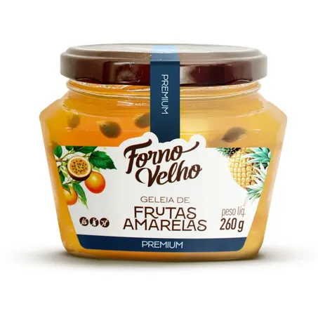 Geleia premium frutas amarelas forno velho 260g