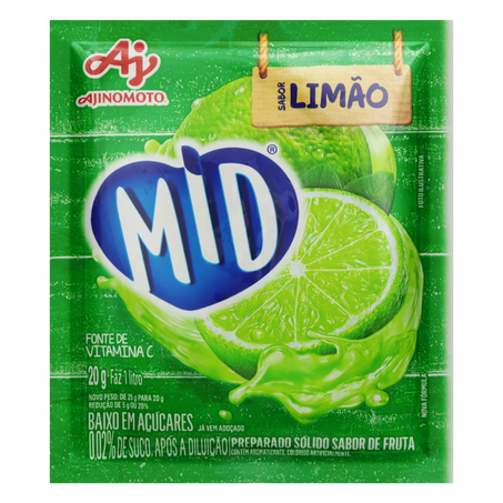 Suco em po mid 20g limao