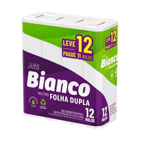 Papel Higienico Mili Folha Dupla Bianco 12UN