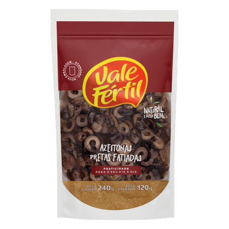 Azeitona preta em conserva fatiada vale fértil sachê 120gr