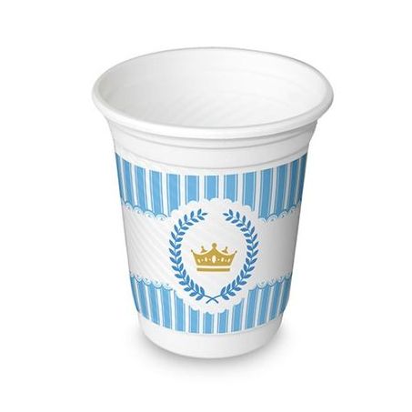 Copo plástico alegria coroa príncipe azul c/8unid