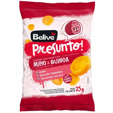 SALGADINHO DE MILHO SABOR PRESUNTO 25G - BELIVE