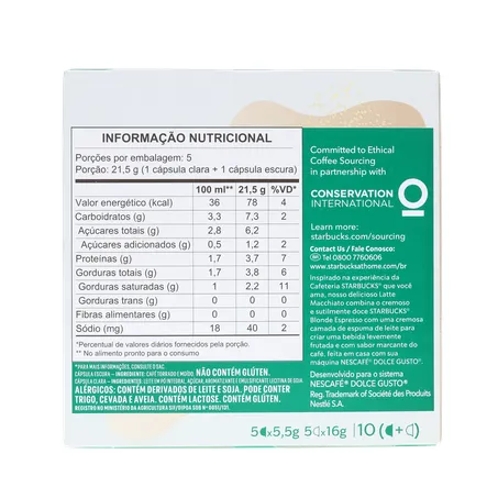 Café com Leite em Cápsula Starbucks Latte Macchiato Nescafé Dolce Gusto Caixa 107,5g 10 Unidades 360-2