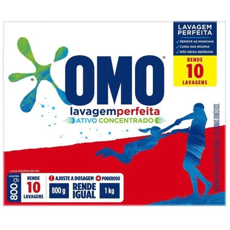 SABÃO PÓ OMO LAVAGEM PERFEITA VERMELHO 800G
