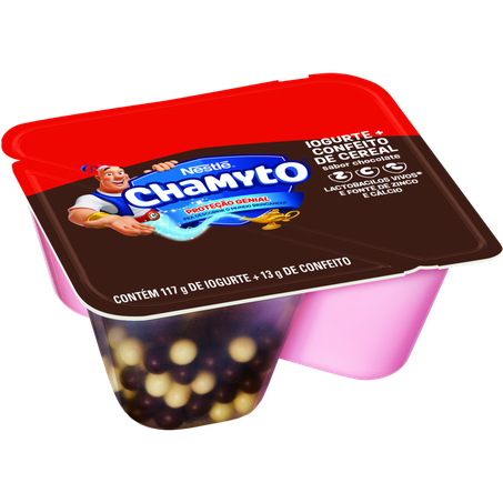IOGURTE NESTLÉ CHAMYTO MORANGO + CONFEITO DE CEREAL CHOCOLATE  130G