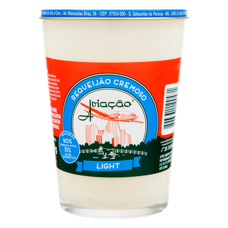 Requeijão Aviação Cremoso Light Copo 250G