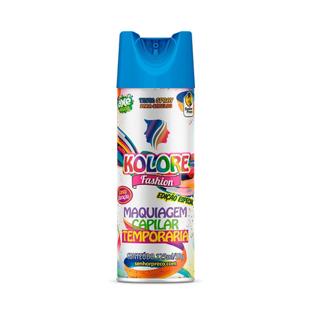 Tinta Spray para Cabelo Kolore Fashion Azul 125Ml