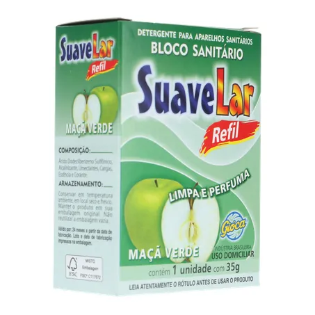 Detergente Sanitário Suave Lar Maçã Verde Refil Pedra 1un 
  360-32