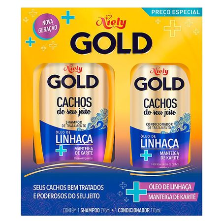 KIT SHAMPOO + CONDICIONADOR NIELY GOLD CACHOS DO SEU JEITO